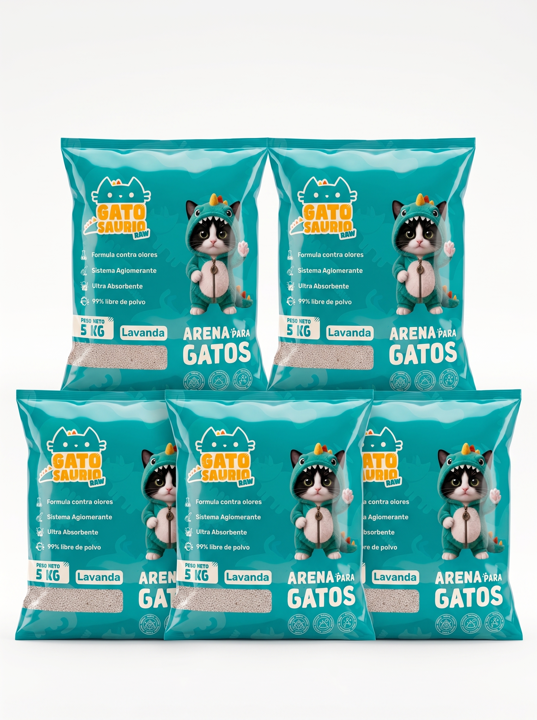 Arena para gatos premium Bentonita pack x5